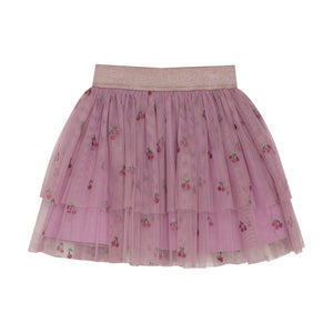 Minymo Berry Print Mesh Skirt Orchid