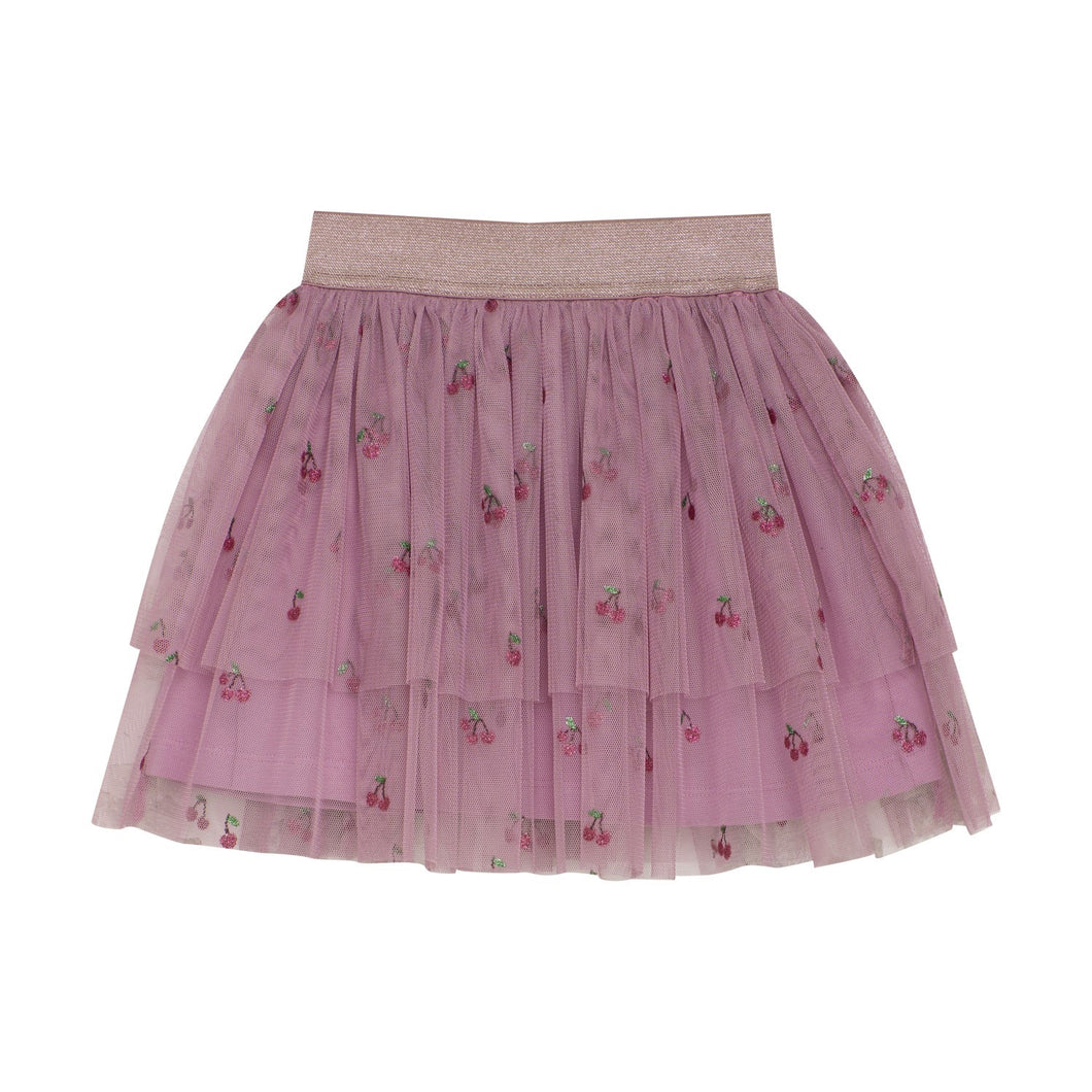 Minymo Berry Print Mesh Skirt Orchid