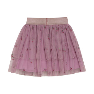 Minymo Berry Print Mesh Skirt Orchid