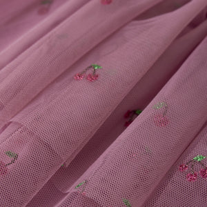 Minymo Berry Print Mesh Skirt Orchid