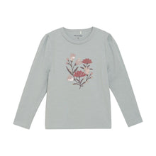 Load image into Gallery viewer, Minymo Flower and Glitter Tee Soft Sage
