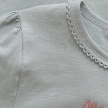 Load image into Gallery viewer, Minymo Flower and Glitter Tee Soft Sage
