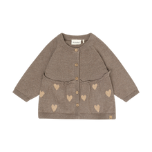 Load image into Gallery viewer, Minymo Heart Cardigan Brown Melange

