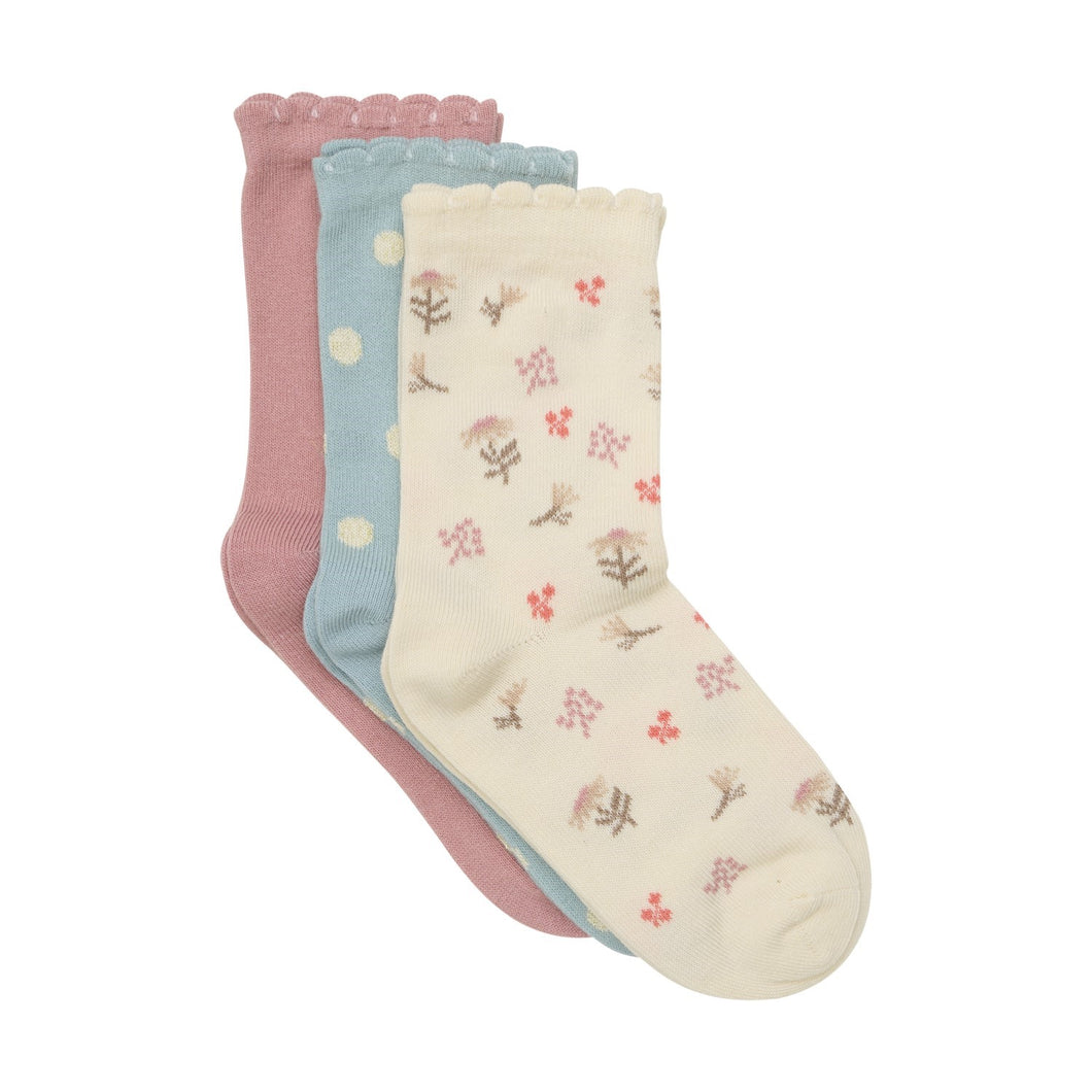 Minymo 3-Pack Socks Withered Rose