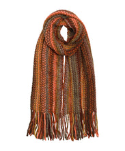 Load image into Gallery viewer, Echo Microstripe Netting Stitch Scarf Olive
