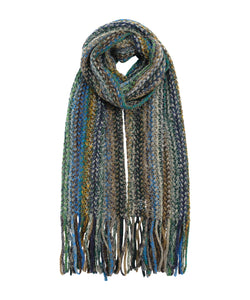 Echo Microstripe Netting Stitch Scarf Blue Spruce