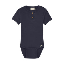 Load image into Gallery viewer, Minymo Baby Onesie and Stripe Overall Navy
