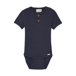 Minymo Baby Onesie and Stripe Overall Navy