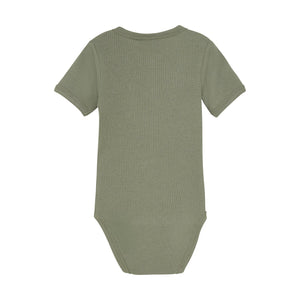 Minymo Baby Onesie and Stripe Overall Sage