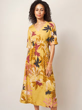 Load image into Gallery viewer, White Stuff UK Kate Linen Blend Midi Dress Yellow Multi
