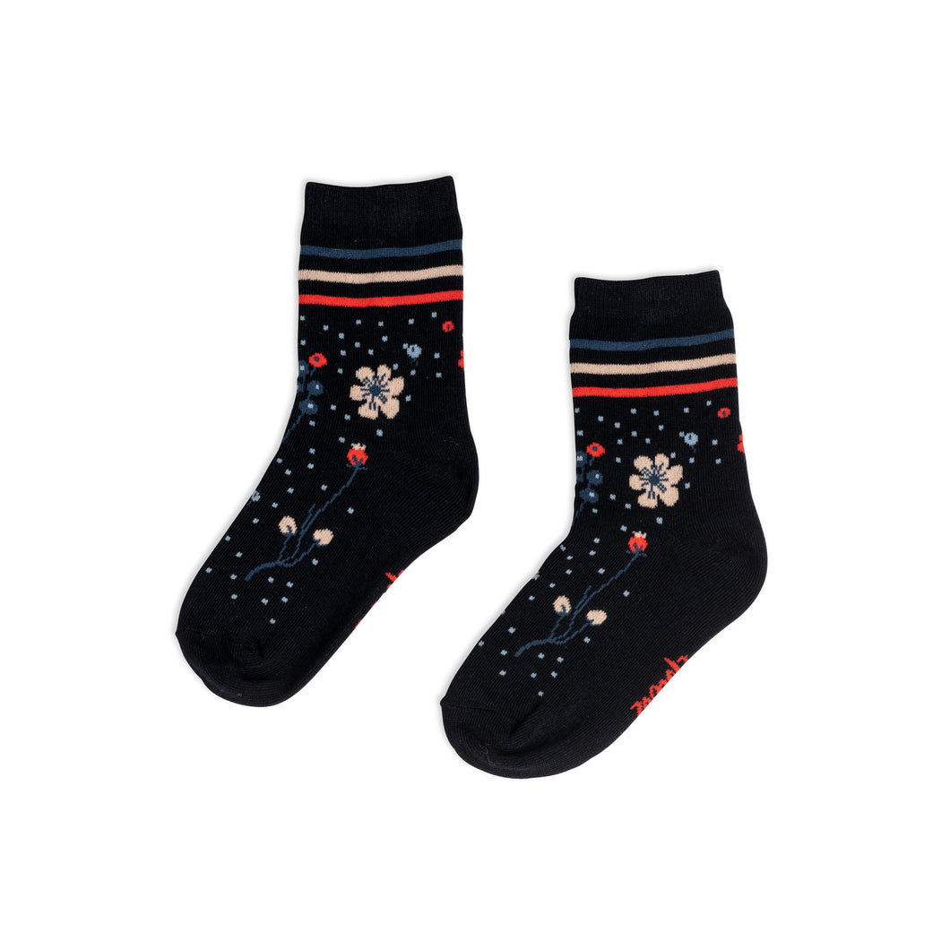 Deux Par Deux Floral Navy Socks