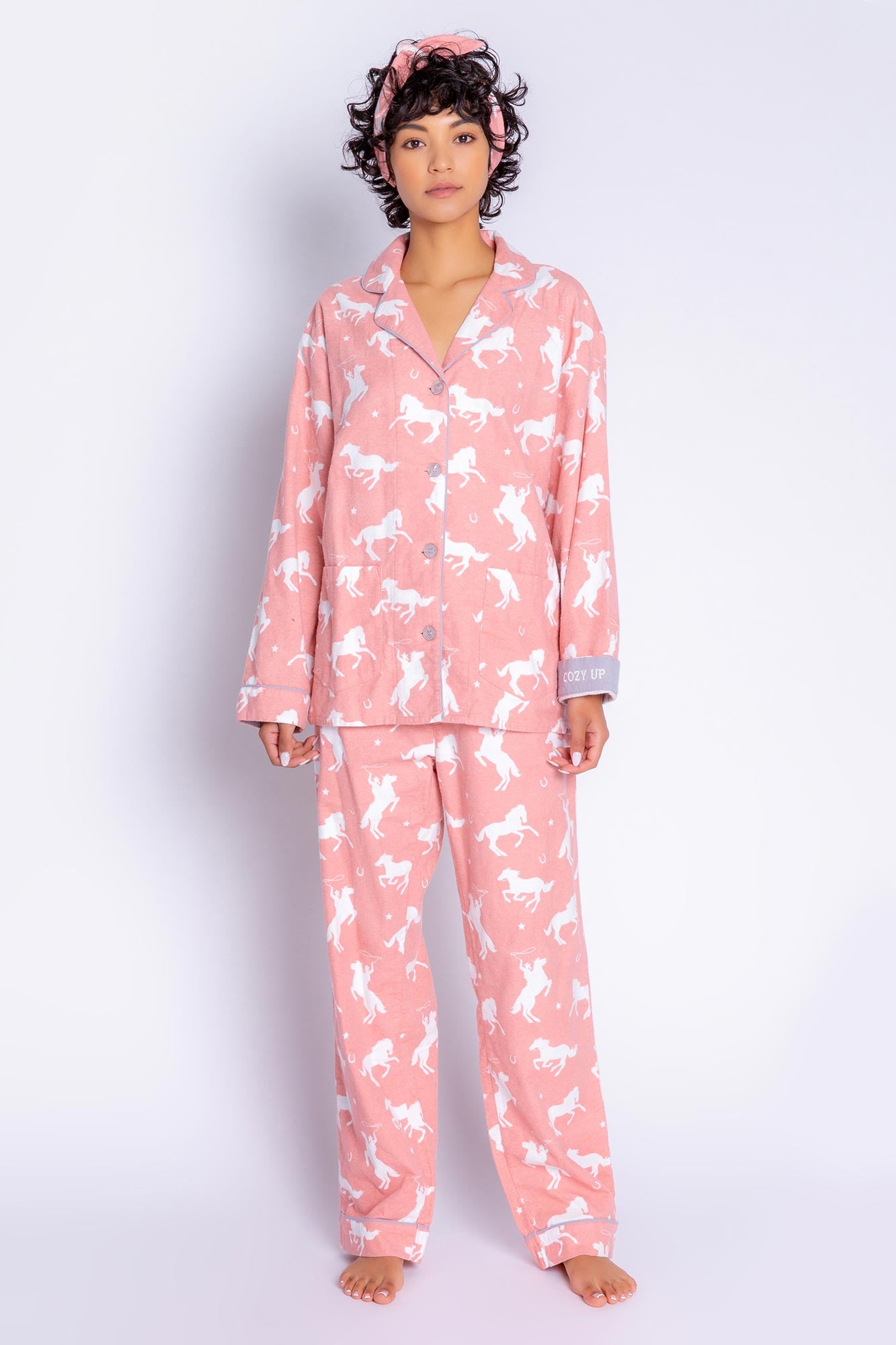 PJ Salvage Flannel Pyjamas Pink Horses – snugonthedanforth