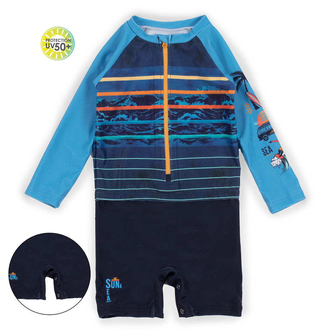 Nano Stripe One Piece Rashguard Swimsuit