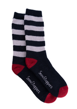 Load image into Gallery viewer, Alpaca Wool Socks Black/White Stripe
