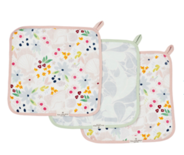 Loulou Lollipop Shell Floral 3 Piece Washcloth Set