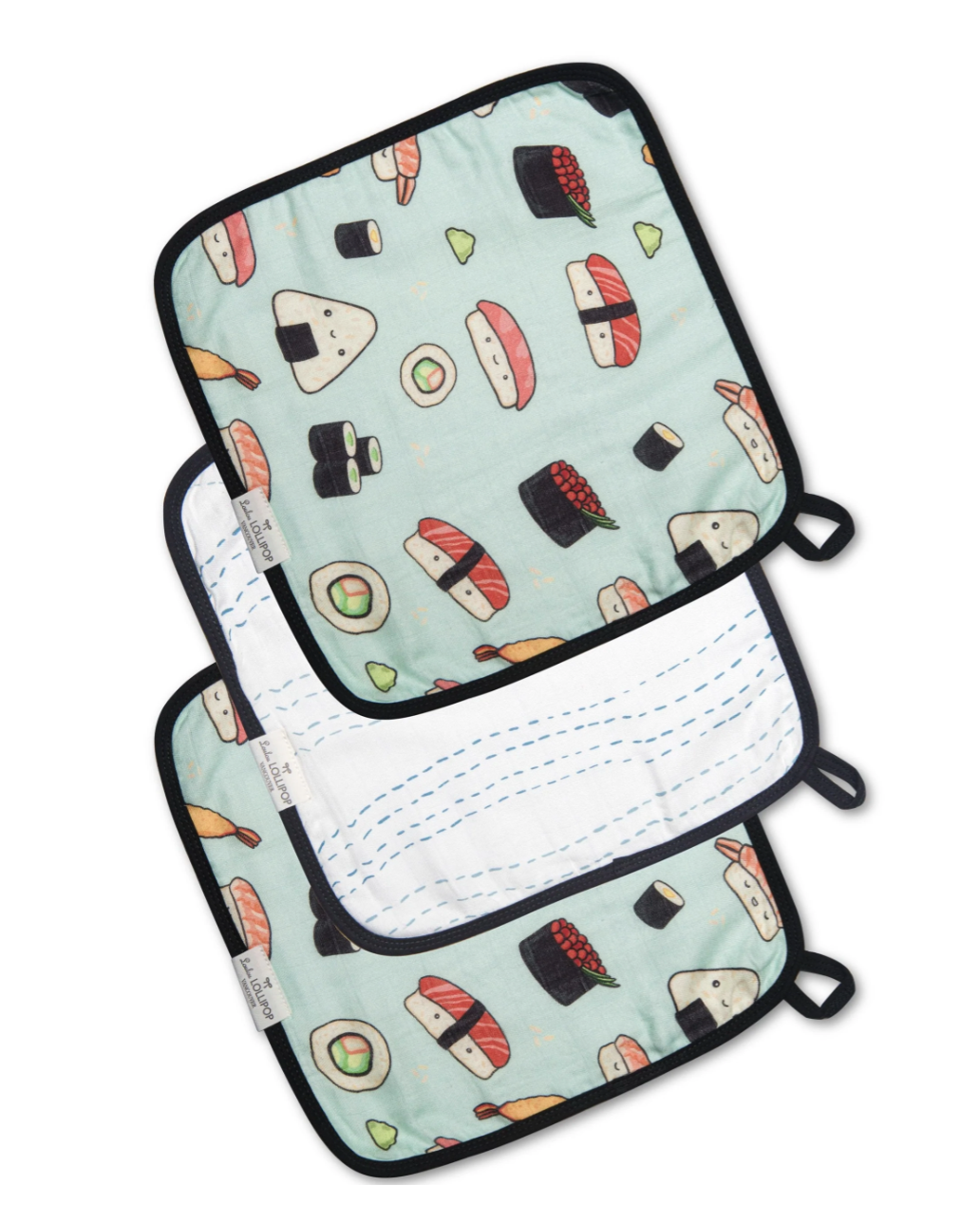 Loulou Lollipop Sushi 3 Piece Washcloth Set