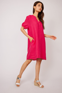 Pistache Fuschia Pink Linen Dress