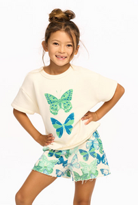 Chaser Brand Blue Butterflies Piper Pullover