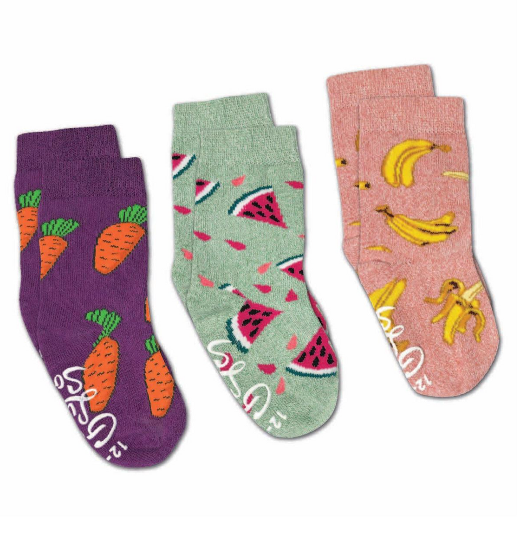 Bananas, Carrots and Watermelon Socks 3-Pack