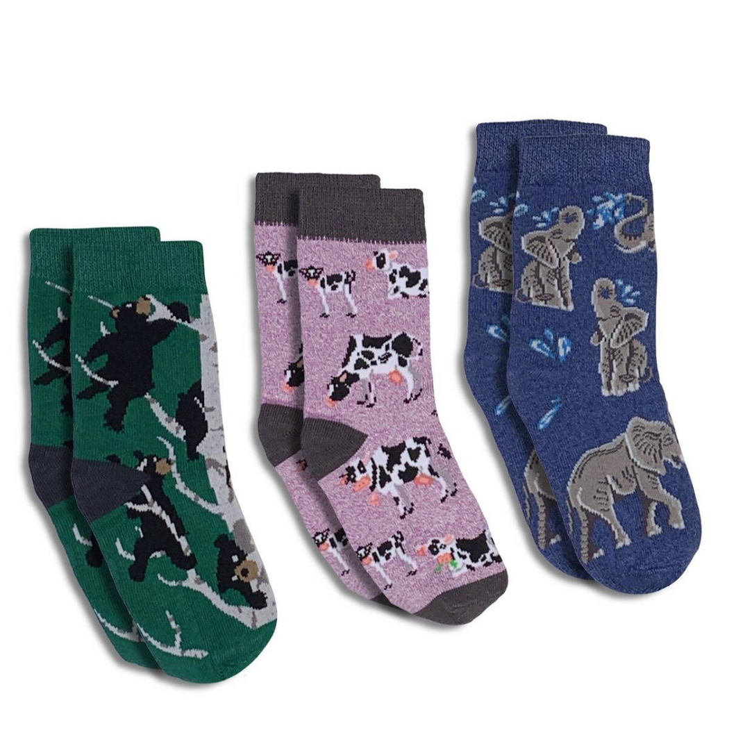 Bears, Cows and Elephants Socks 3-Pack