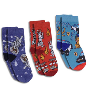 Astronaut, Firefighter and Police Dogs Socks 3-Pack