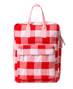 Retro Check Backpack Cherry Red