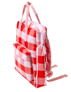 Retro Check Backpack Cherry Red