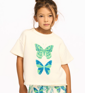 Chaser Brand Blue Butterflies Piper Pullover