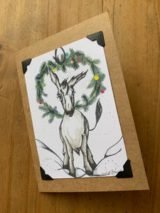 Holiday Barnyard Whimsical Donkey Card