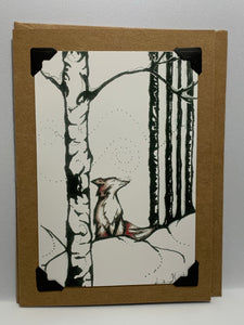 Woodland Winter Fox Baby Card