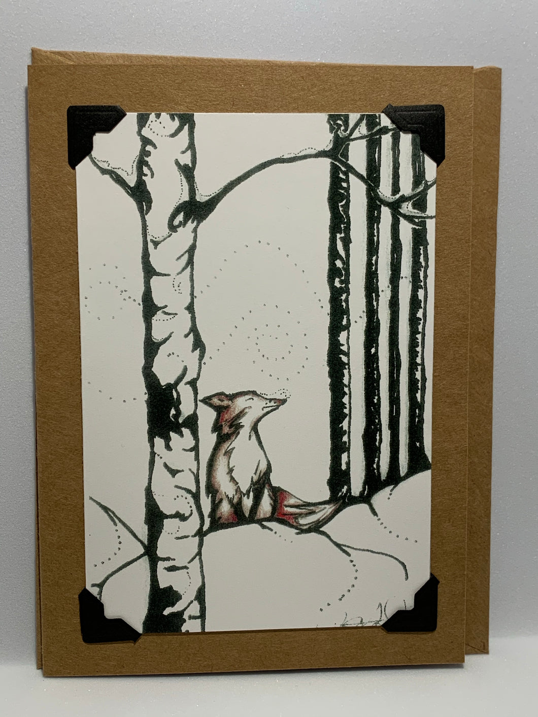 Woodland Winter Fox Baby Card