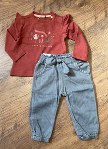 Noppies Lyon Ruffle Tee and Bow Front Jeans