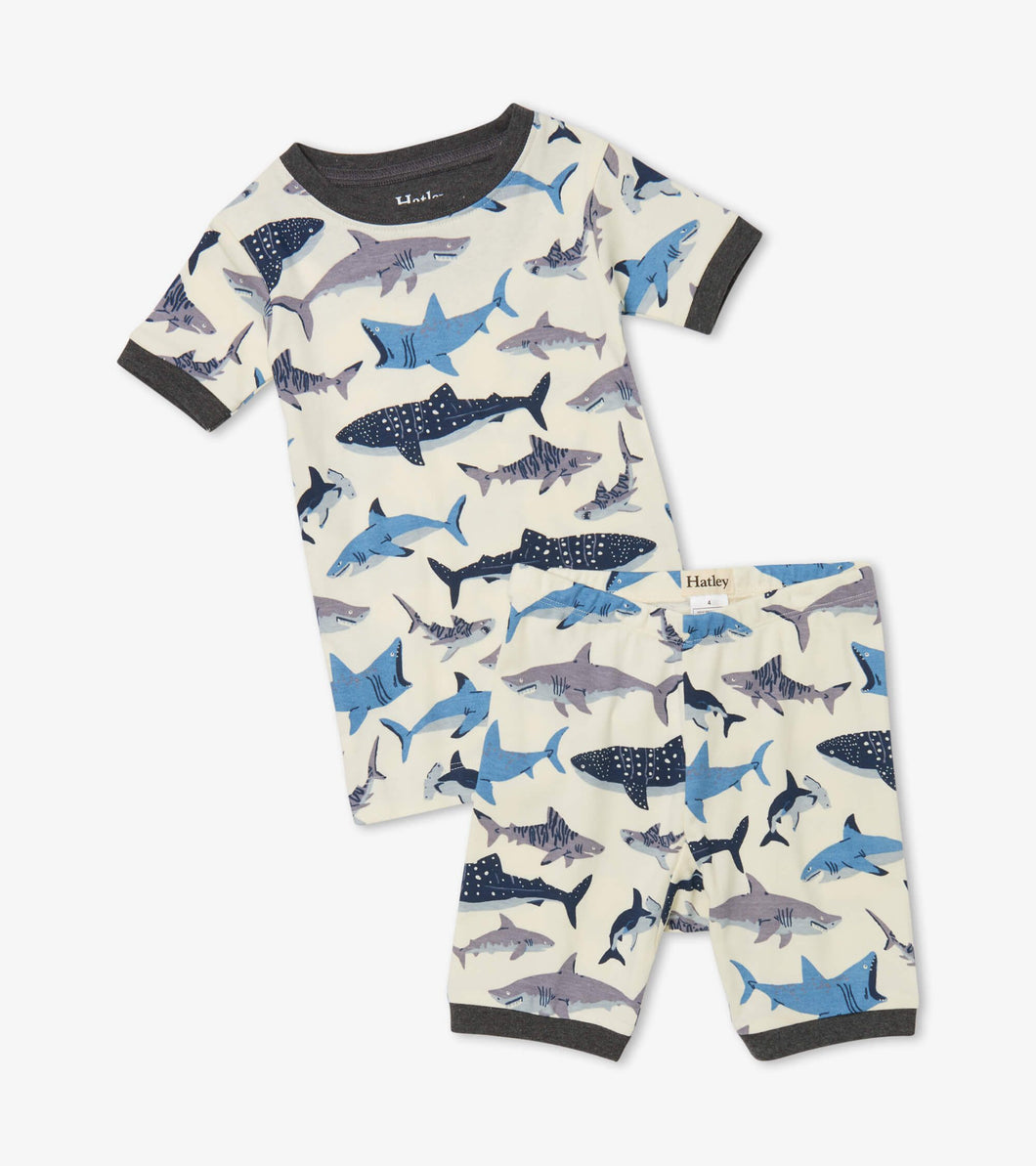 Hatley Shark School Organic Cotton Summer Pyjamas