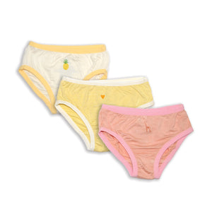 Silkberry Girls 3pack Bamboo Bikini Underwear Pink/Yellow MIx