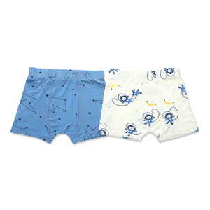 Silkberry Boys 2pack Bamboo Boxer Briefs Space Monkey Mix