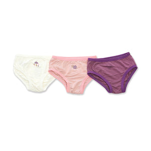 Silkberry Girls 3pack Bamboo Bikini Underwear Plum Pink Mix